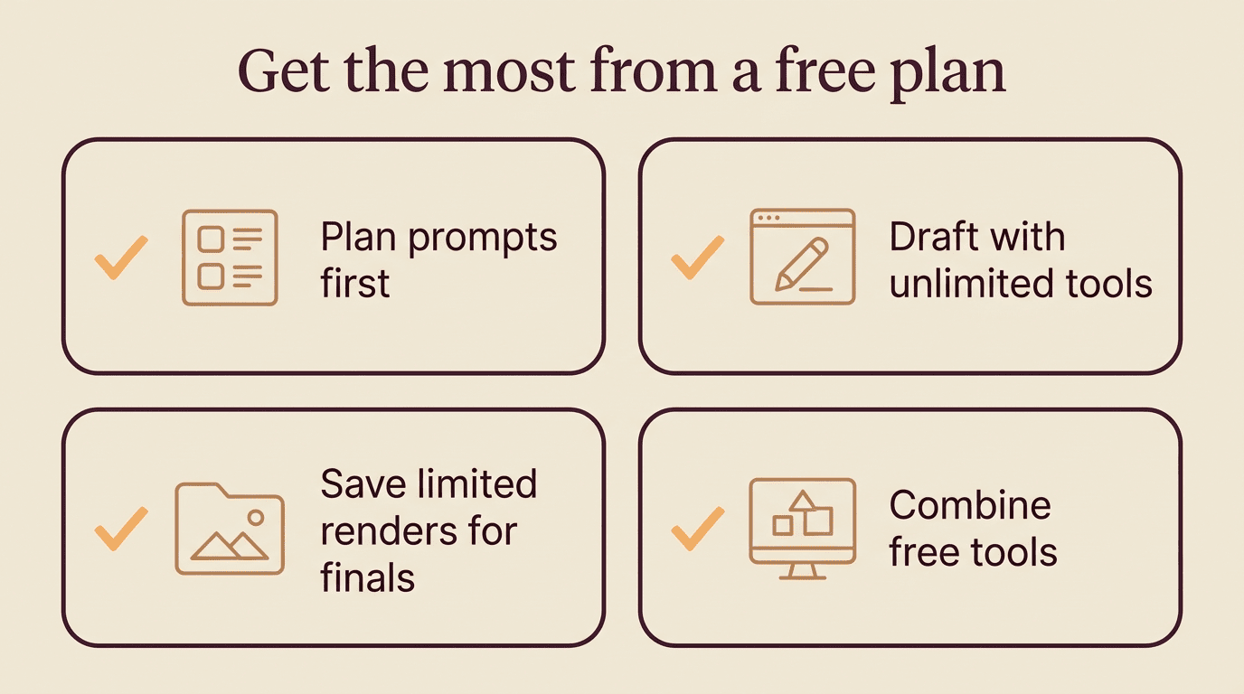 Checklist of four tips to get the most out of a free AI house design plan